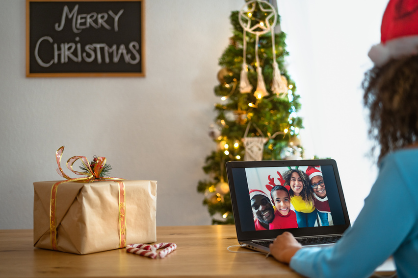 Family in a Video Call During Christmas